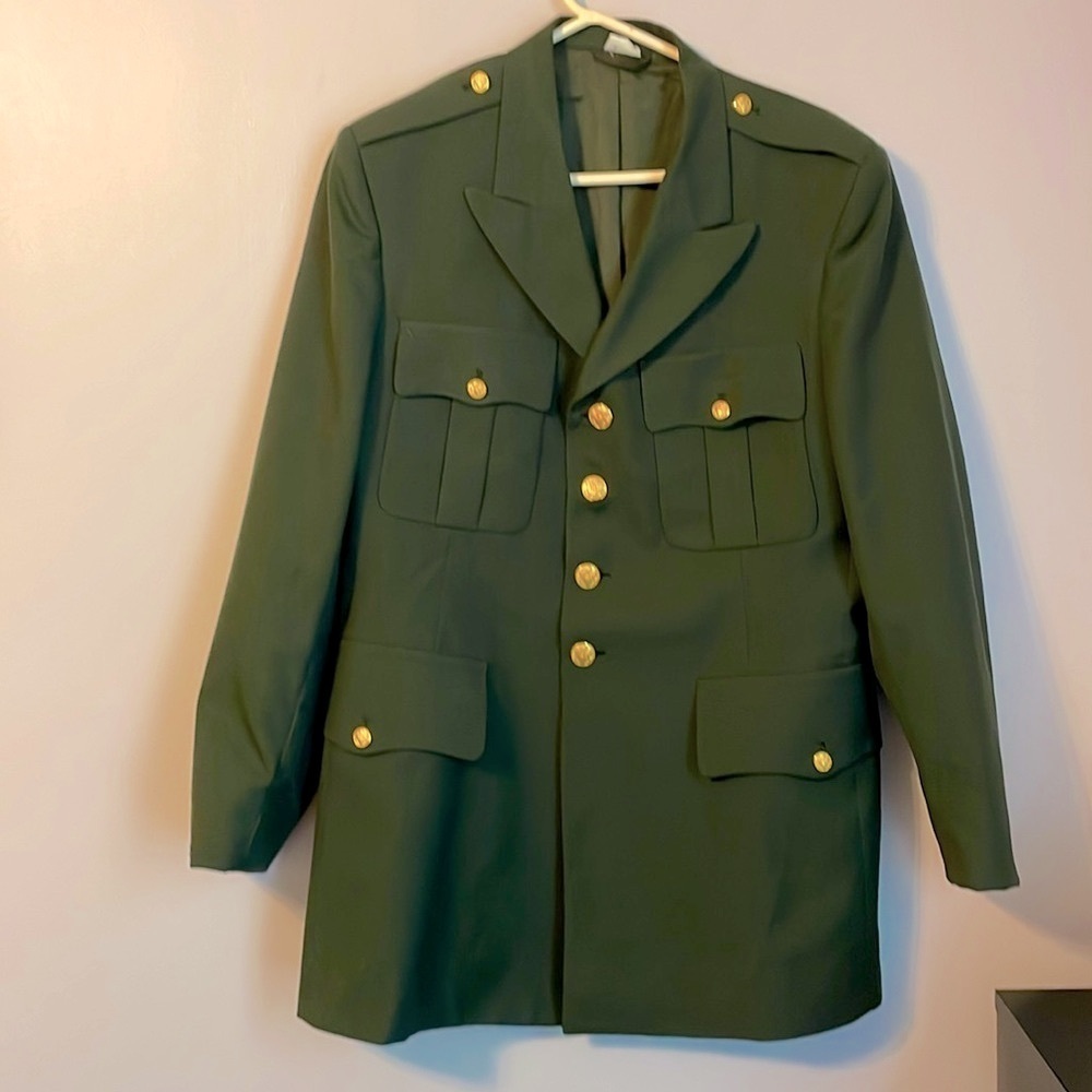 U.S Army Uniform Jacket De Rossi & Son Dress Army Green Coat Men's 43L Wool Poly